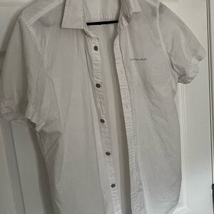 Calvin Klein White Casual Button Down Shirt